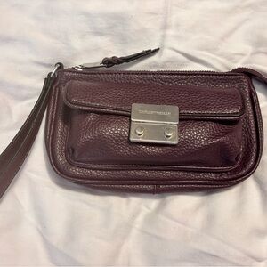 Dana Buchman Purple Leather Bag with Silver Accents
